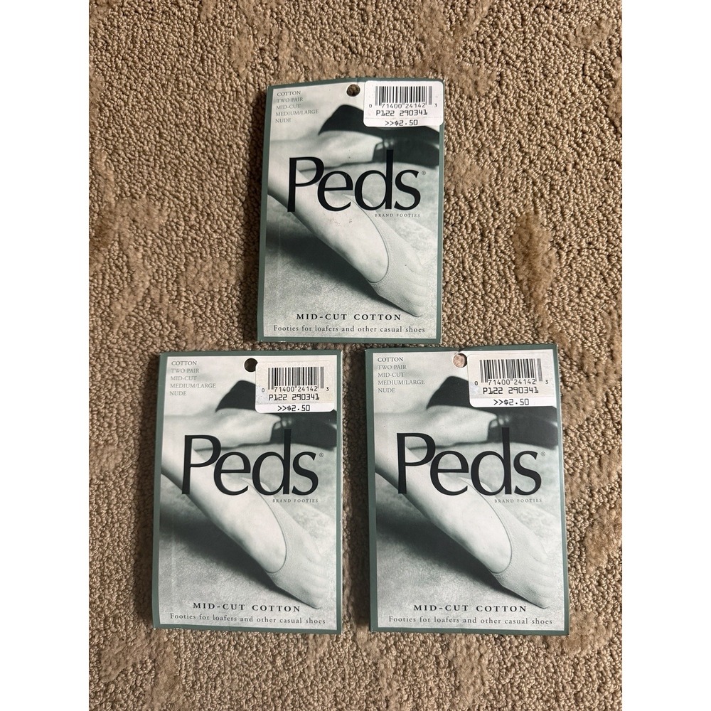 PEDS New Mid Cut Cotton Socks Lot Of 3 Pairs  (Nude) Size Medium/large‎ (7-10)
